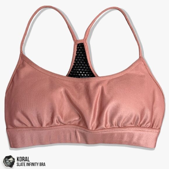 KORAL ACTIVEWEAR SLATE INFINITY LUSTROUS SPORTS BRA IN SAND PINK WOMEN’S SIZE XS - Picture 14 of 15